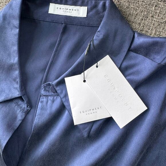 Equipment Femme Jumpsuit Carlens in Medieval Blue 100% Silk Size 10 - Picture 8 of 10